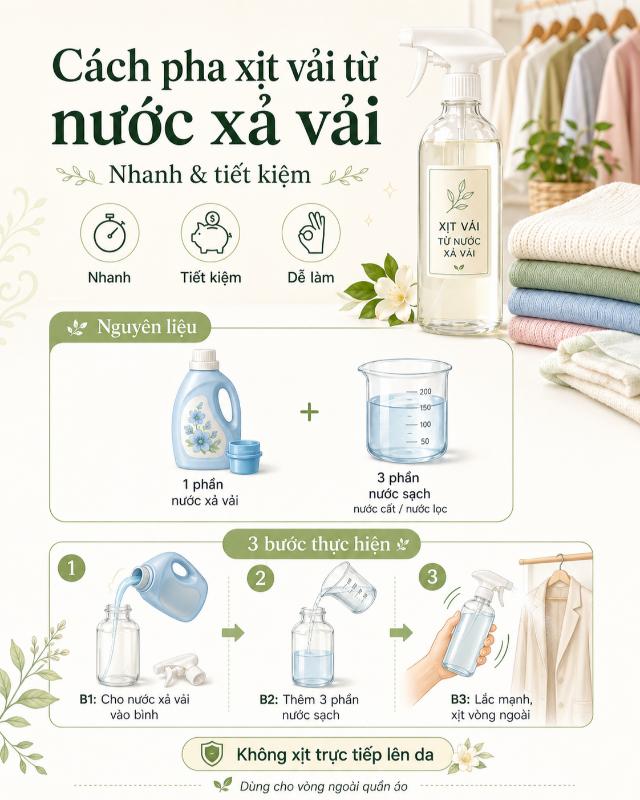 Cách pha xịt vải từ Nước xả vải