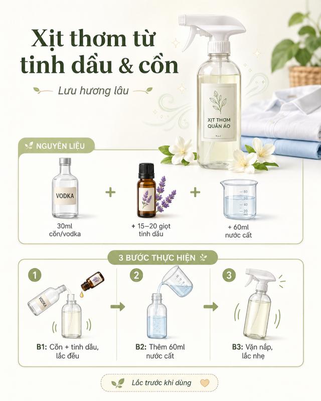Cách làm tinh dầu thơm quần áo đơn giản
